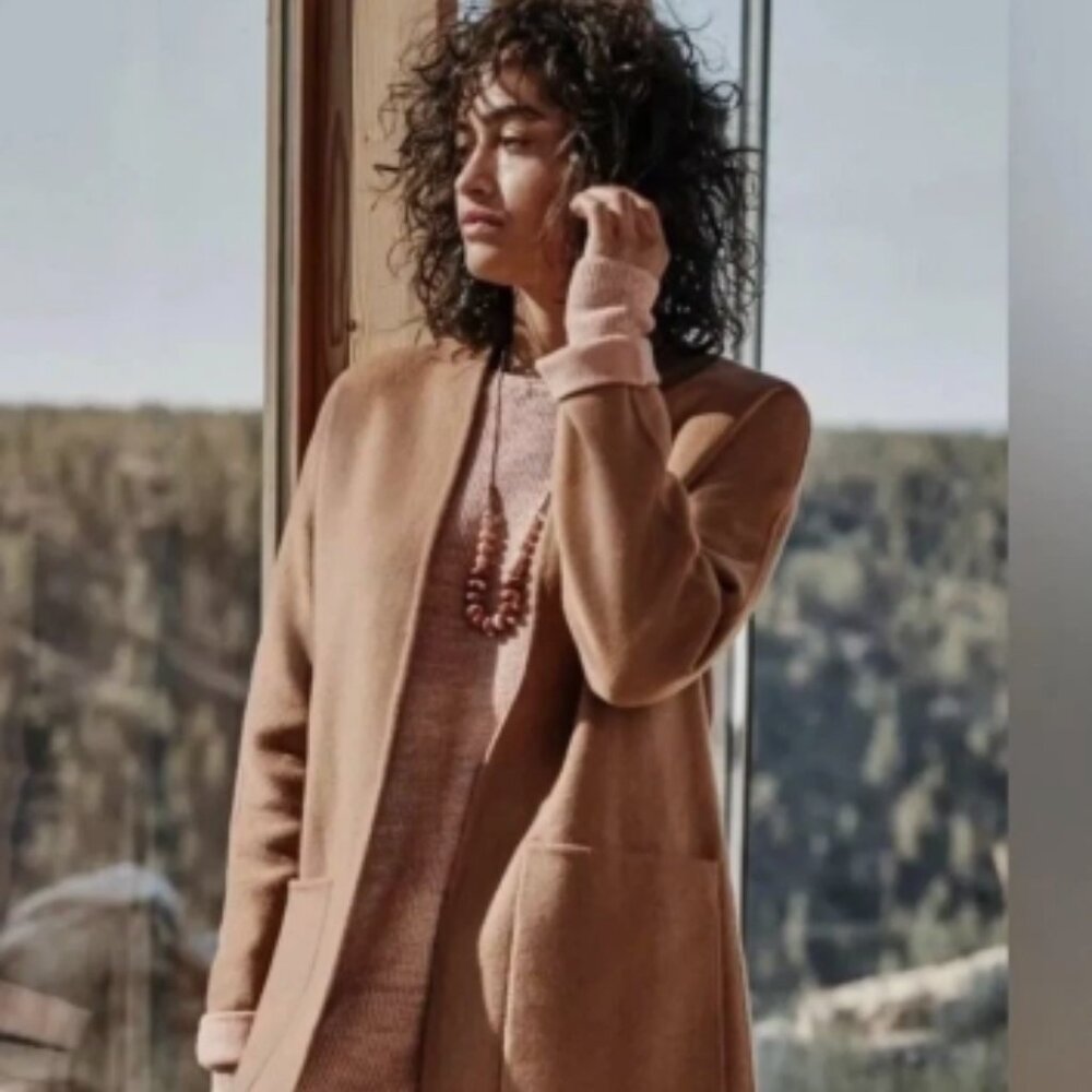 NWT J. Jill Wool Blend Reversible Coat Camel/Pink M